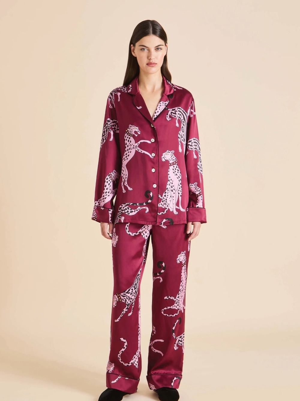 Olivia Von Halle leopard silk pajamas